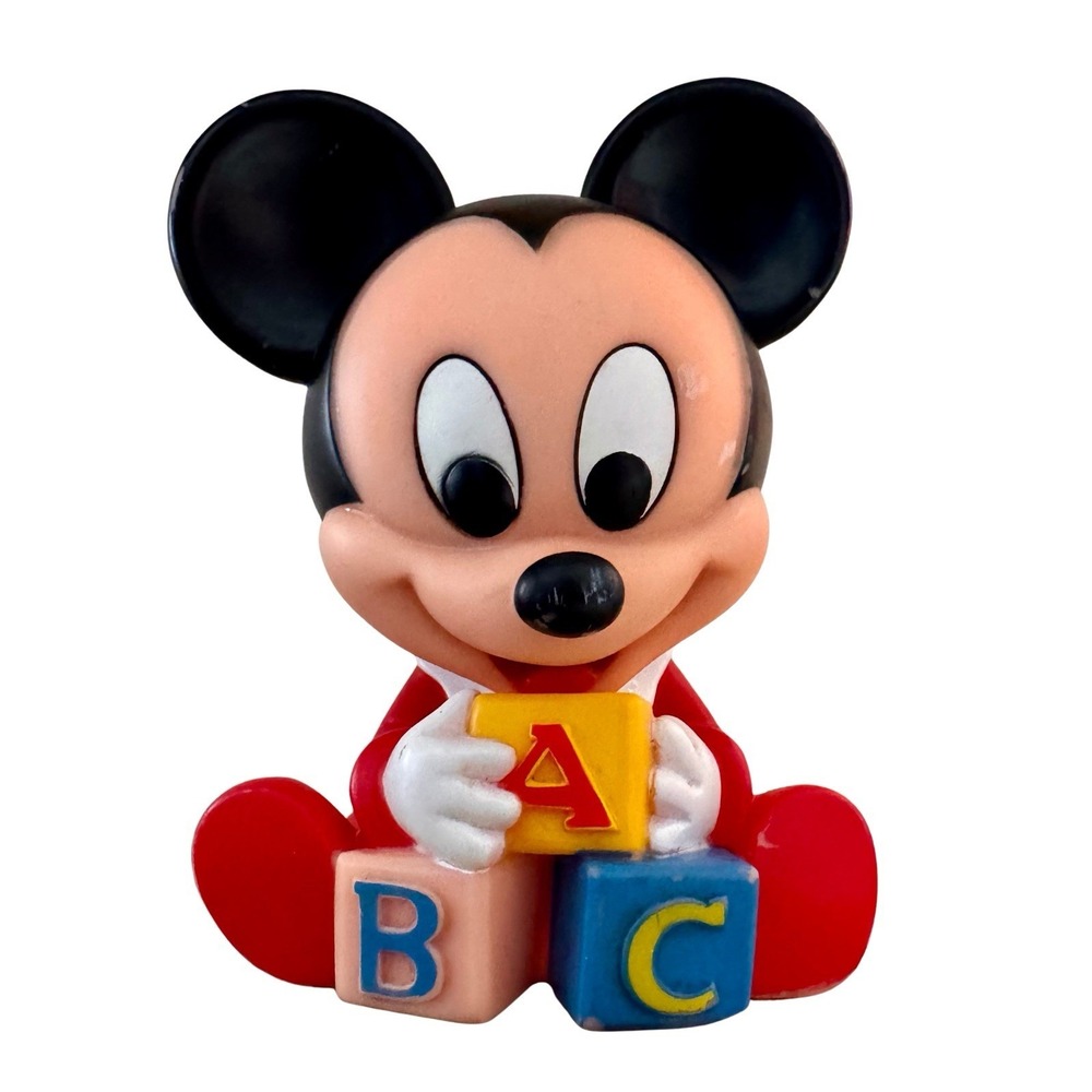 Vintage‎ Disney Baby Mickey Mouse ABC Block Rubber Squeeze Toy
